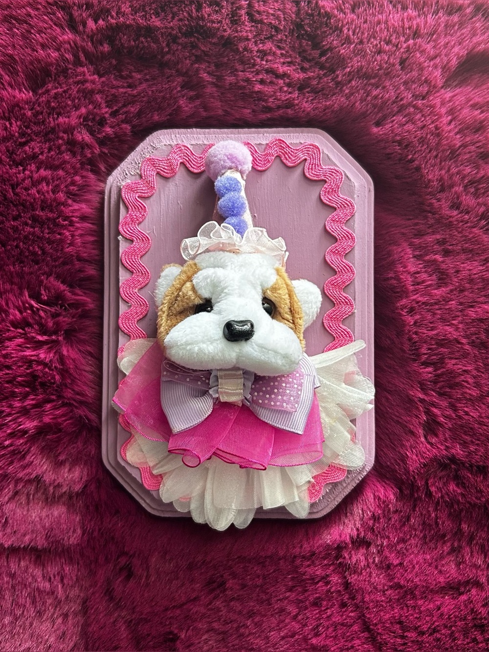 Bulldog Plushie Faux Taxidermy - Wrinkles TY Beanie Baby